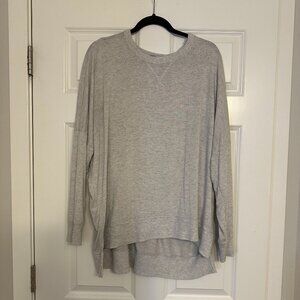 Aerie Gray Oversized Pullover Long Sleeve with Ribed Details
